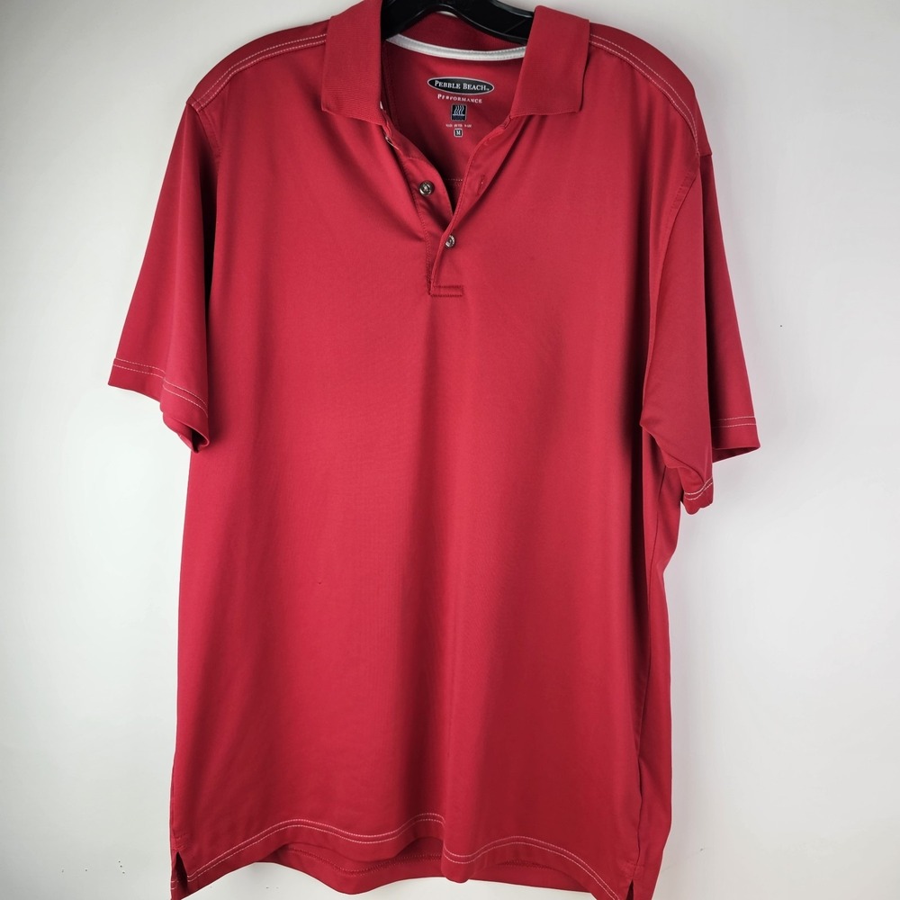 Pebble Beach Shirt Mens Red Medium‎ Performance Golf Activewear Work Preppy